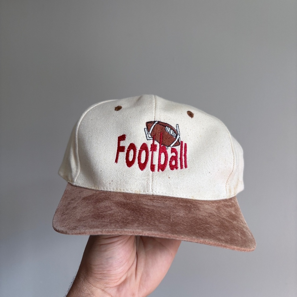 vintage FOOTBALL script hat dad hat strapback 2 tone